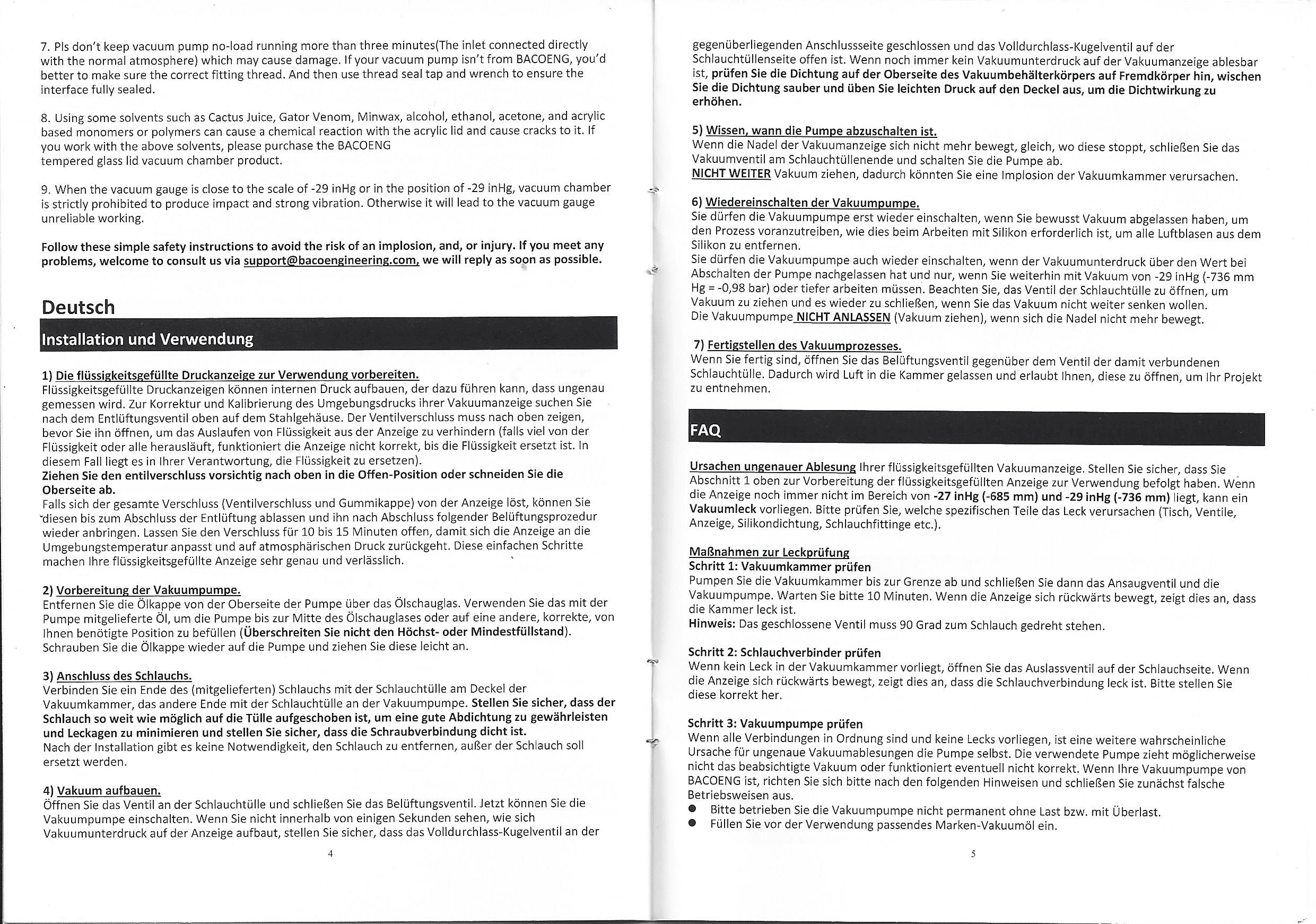 BACOENG Vacuum Chamber user manual page 4
