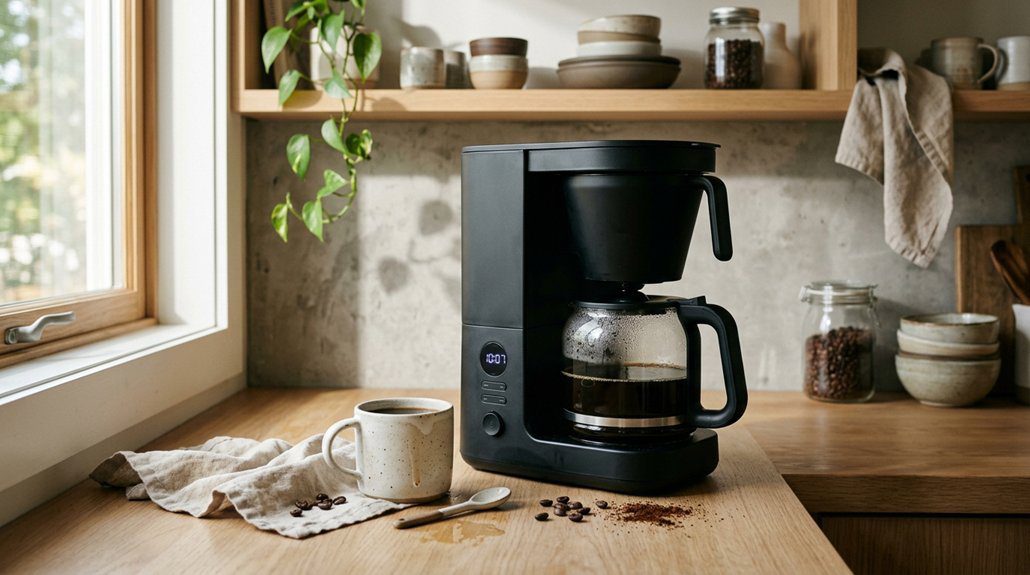 Black+Decker 12-cup coffee maker on a kitchen counter