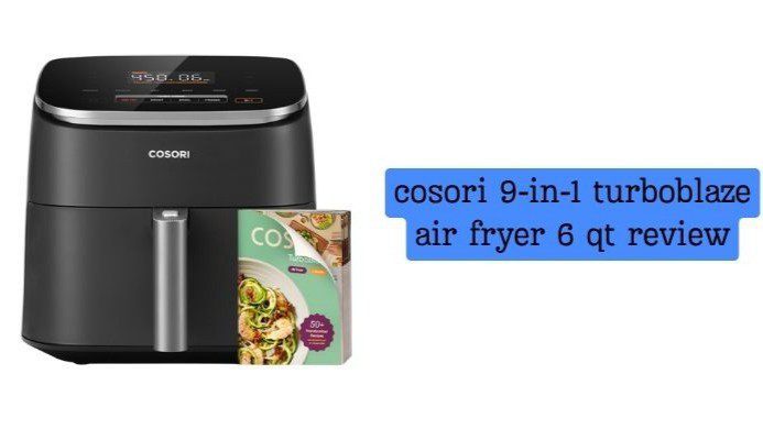 Cosori TurboBlaze 6 Qt air fryer on a kitchen countertop in use