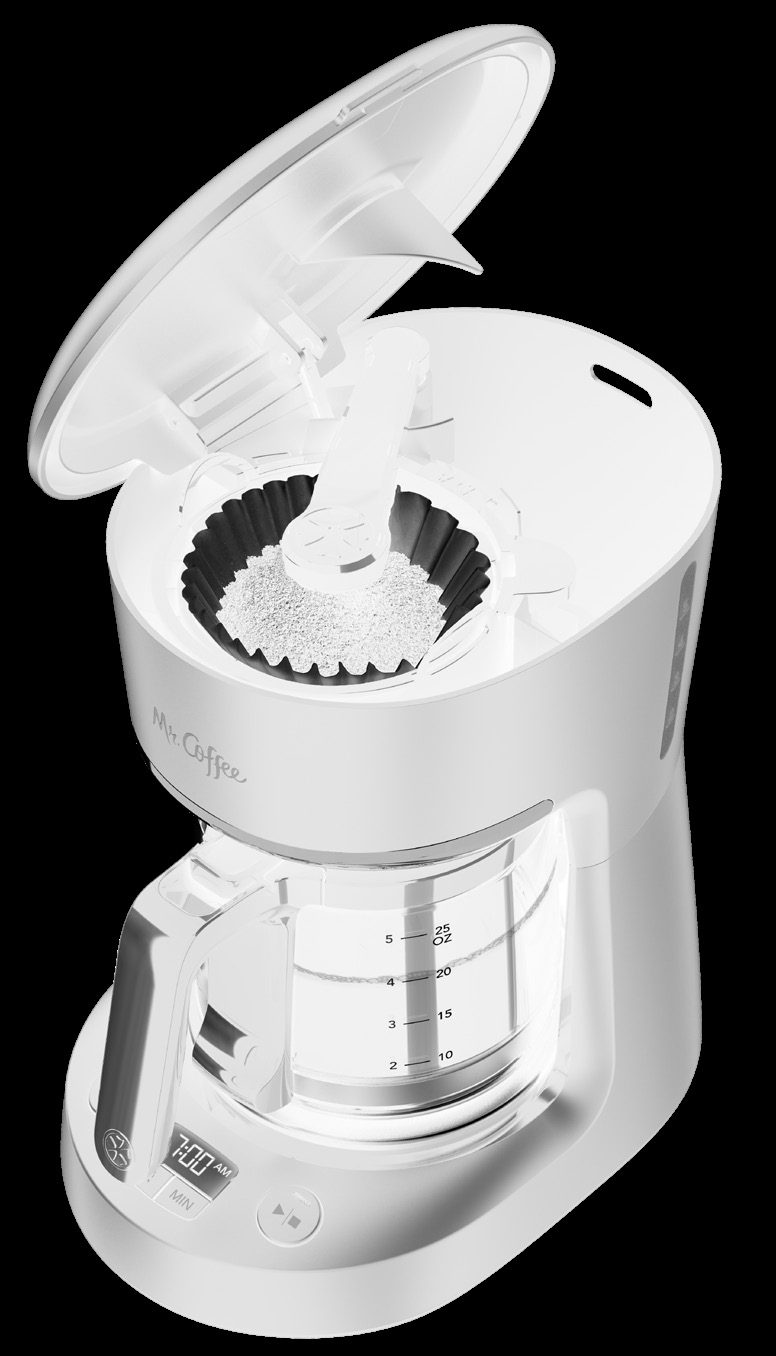 Diagram of the Amazon Basics coffee maker parts and control panel