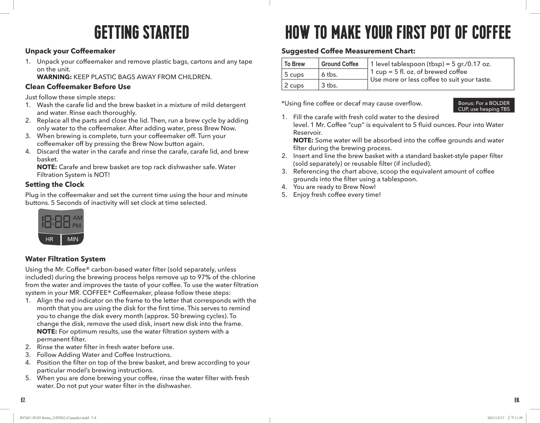 Illustration showing how to add water and coffee to the Amazon Basics coffee maker